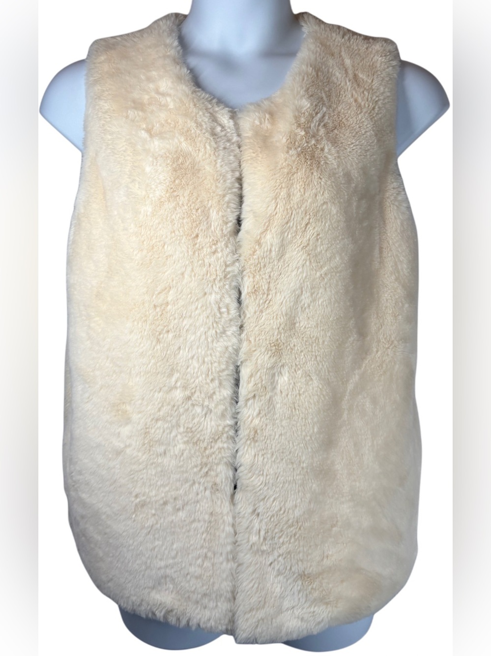 Old Money Luxury Cream &  Floral Faux Fur Reversible Vest Women's Large